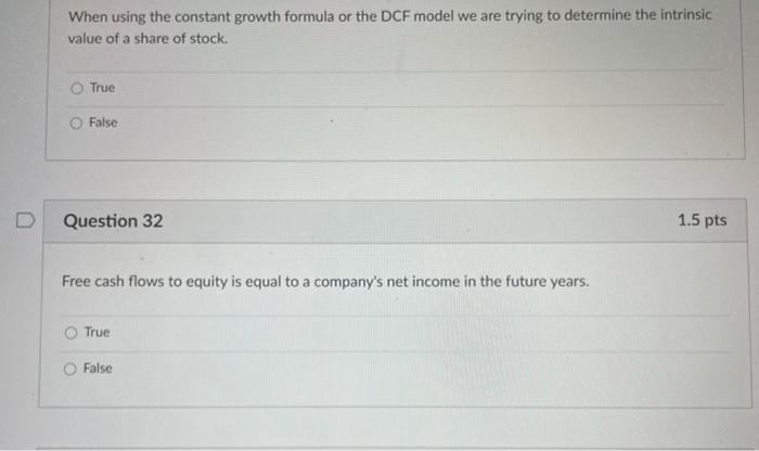 Solved When using the constant growth formula or the DCF | Chegg.com