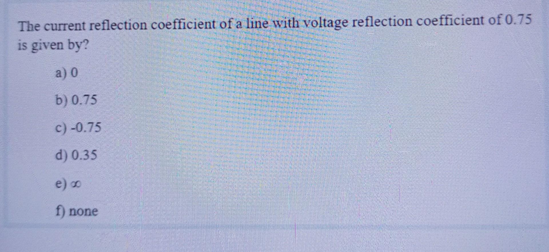 Solved The current reflection coefficient of a line with | Chegg.com