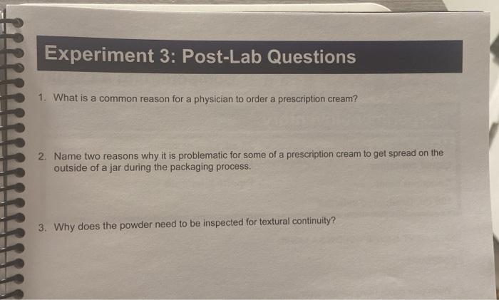 Solved Experiment 3: Post-Lab Questions 1. What is a common | Chegg.com