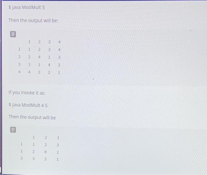 Solved Nas Modmult Java Create A Class Called Mod Mult In A Chegg Com