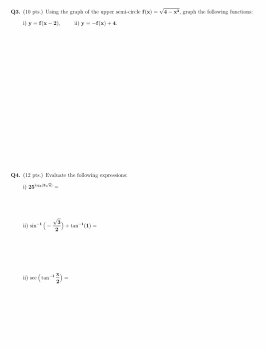 Solved Q3. (10 pts. Using the graph of the upper semi-circle | Chegg.com