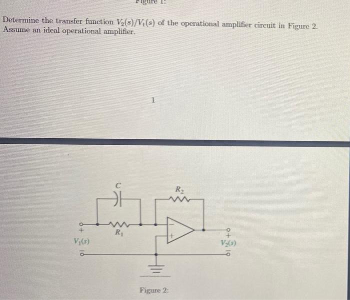 Solved gure ! Determine the transfer function V.(s)/(s) of | Chegg.com
