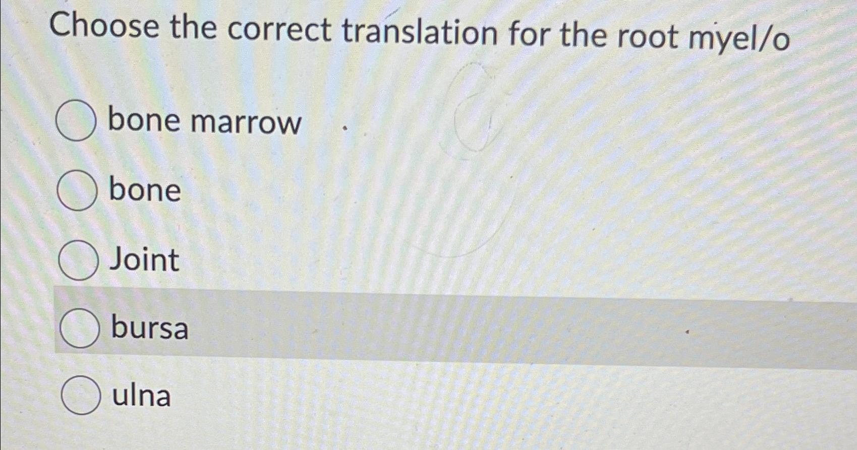 Solved Choose the correct translation for the root | Chegg.com