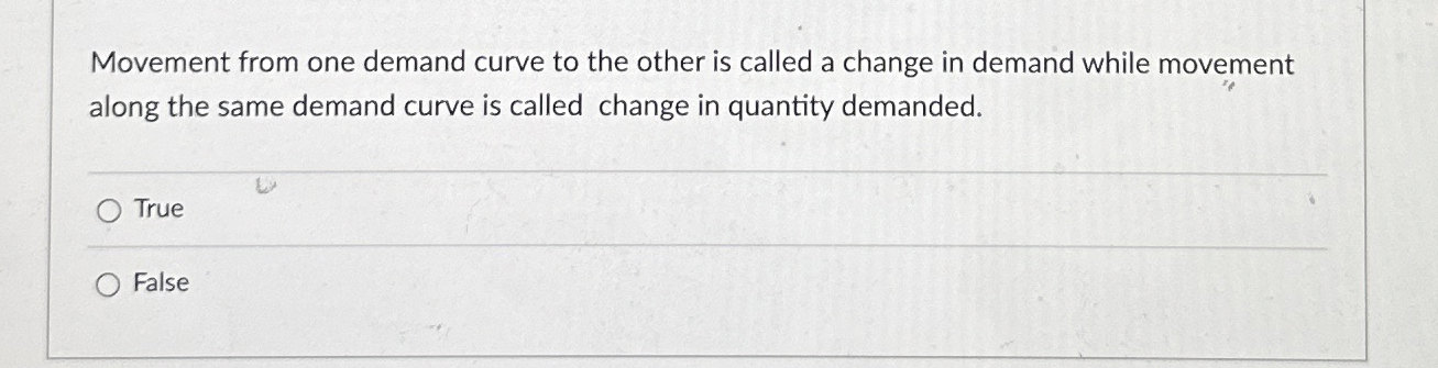 Solved Movement from one demand curve to the other is called | Chegg.com