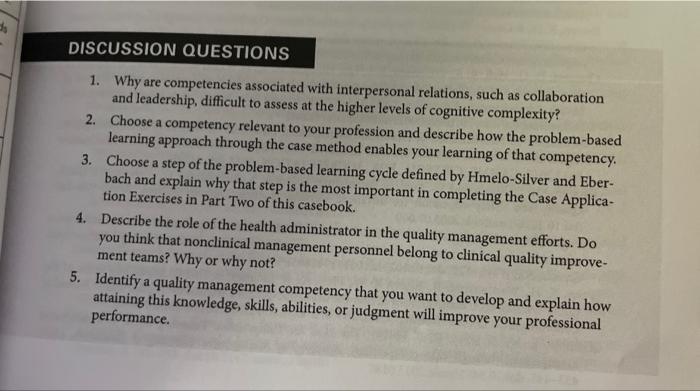 Solved DISCUSSION QUESTIONS 1. Why Are Competencies | Chegg.com