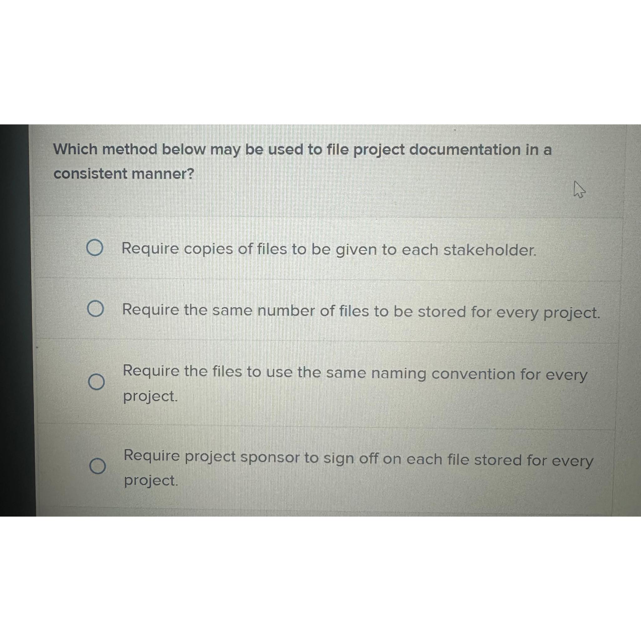 Solved Which method below may be used to file project | Chegg.com