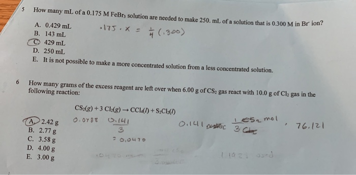 Solved How Many Ml Of A 0 175 M Febry Solution Are Needed To Chegg Com