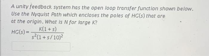 Solved A unity feedback system has the open loop transfer | Chegg.com