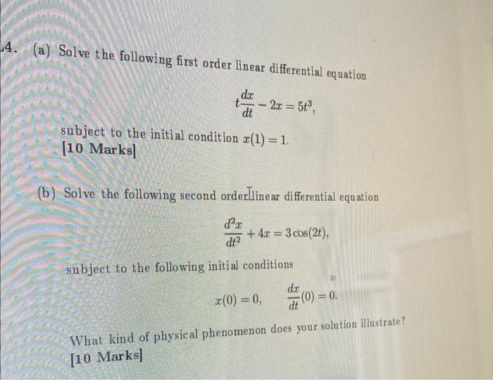 Solved A Solve The Following First Order Linear