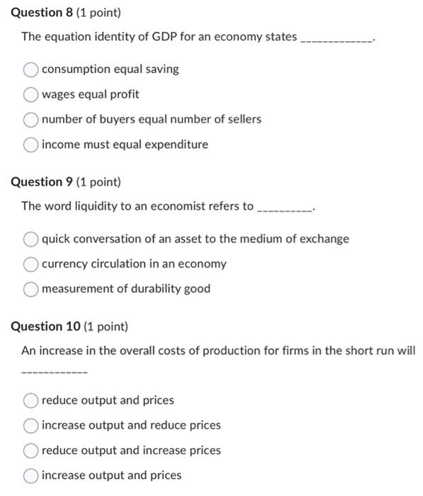 Solved The equation identity of GDP for an economy states | Chegg.com