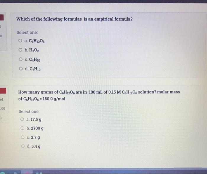 Solved Which Of The Following Formulas Is An Empirical | Chegg.com