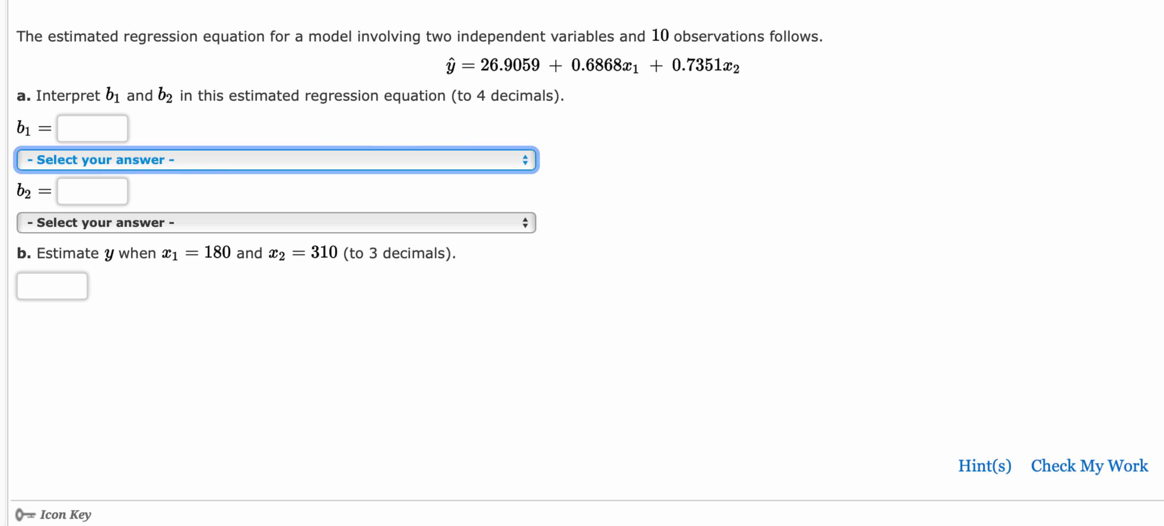Solved The estimated regression equation for a model | Chegg.com