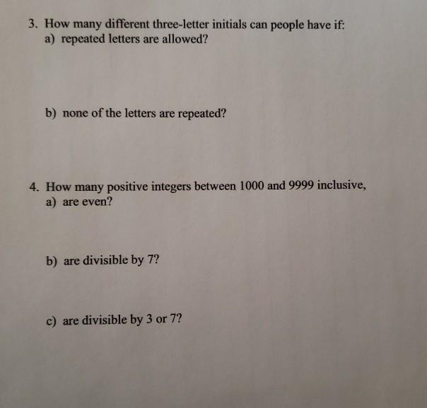 Solved 3. How many different three-letter initials can | Chegg.com