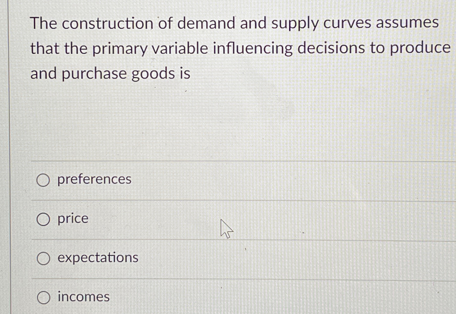 Solved The Construction Of Demand And Supply Curves Assumes | Chegg.com