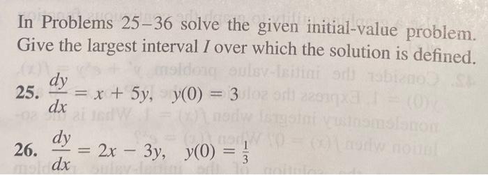 Solved In Problems 25 36 Solve The Given Initial Value Chegg
