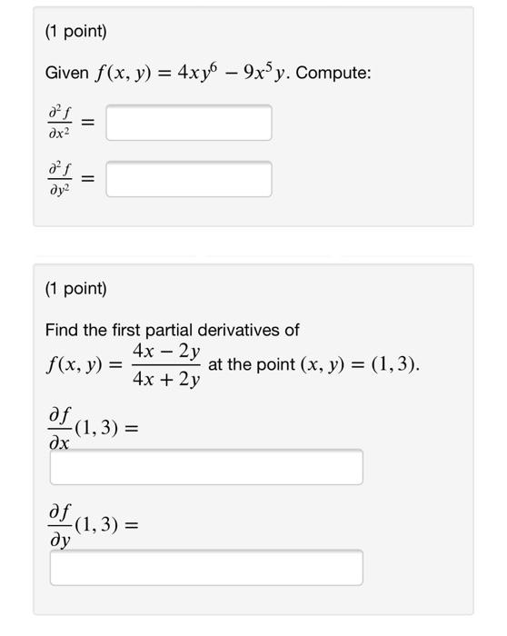 Solved 1 Point Given F X Y 4x Jo 9x Y Compute D Chegg Com