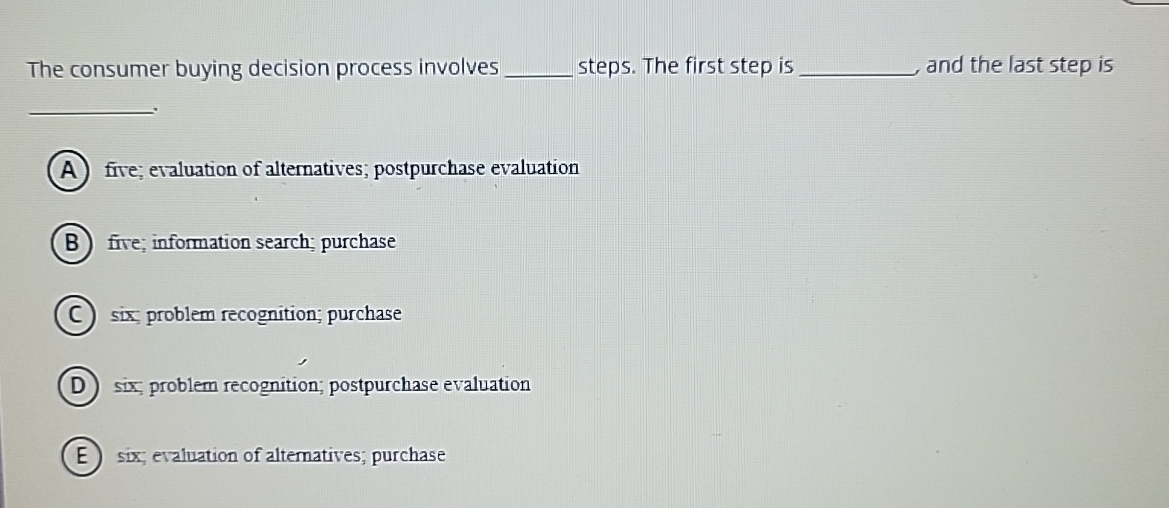 Solved The consumer buying decision process involves q, | Chegg.com
