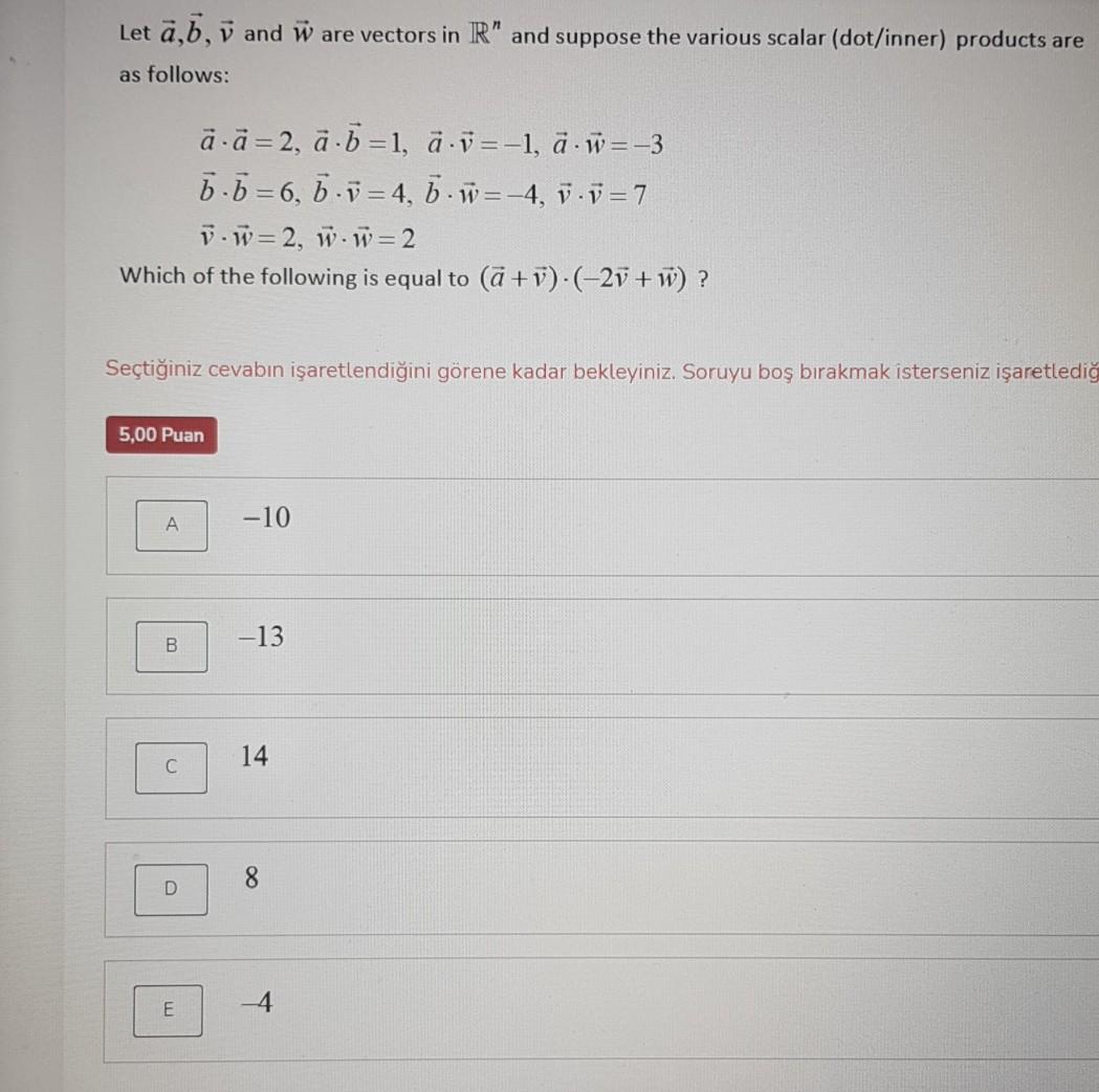 Solved Let A B V And W Are Vectors In R And Suppose Th Chegg Com