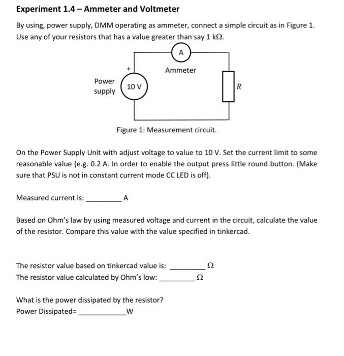 Solved Experiment 1.4 - Ammeter and Voltmeter By using, | Chegg.com