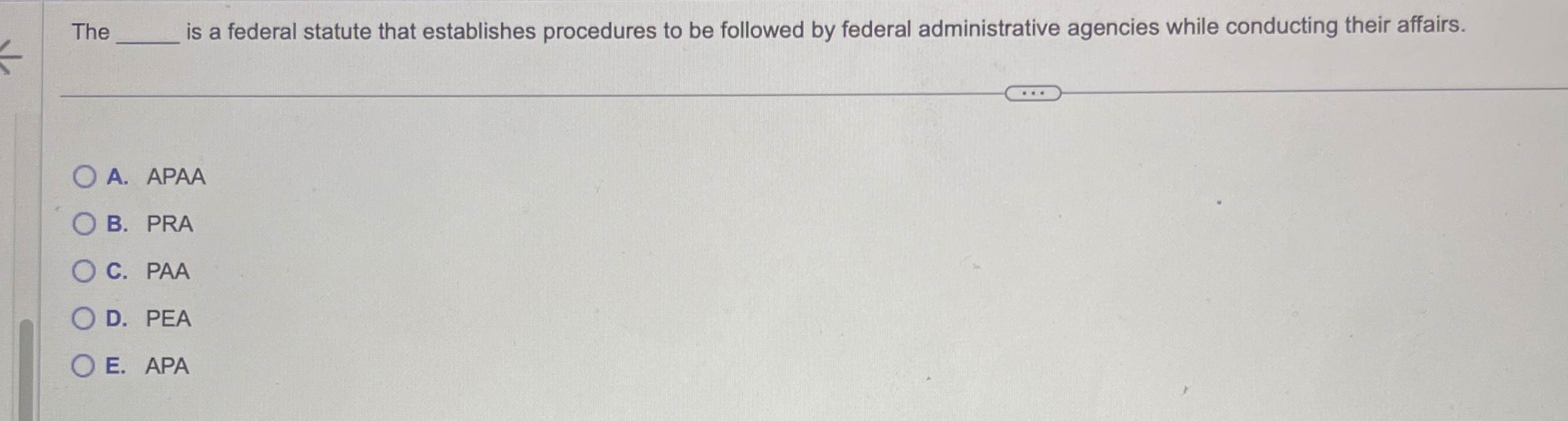 Solved Theis a federal statute that establishes procedures | Chegg.com