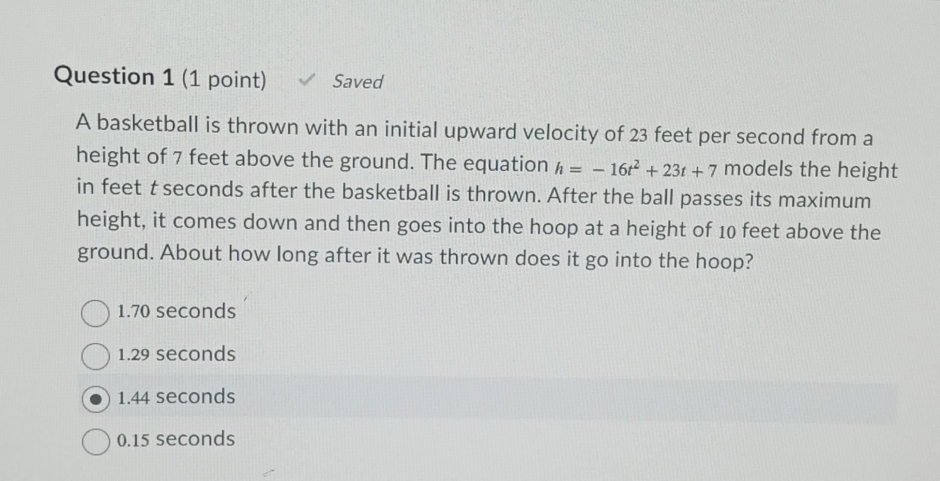 Solved A basketball is thrown with an initial upward