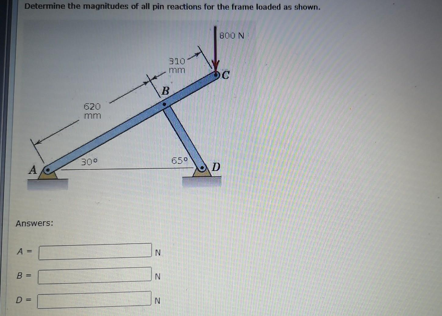 Solved Determine The Magnitudes Of All Pin Reactions For The | Chegg.com