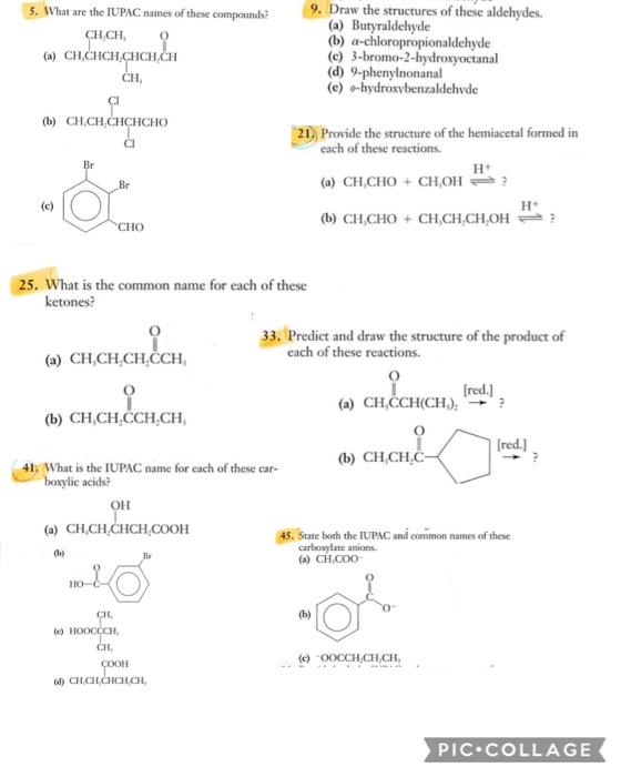 Solved 5. What are the IUPAC names of these compounds? 9. | Chegg.com