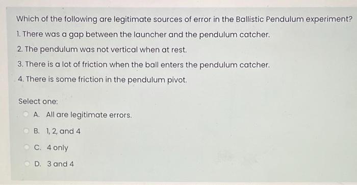 sources of error in a pendulum experiment