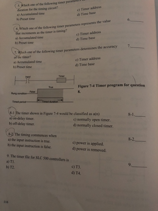 Par Timer Parameters Worksheet.pdf Solved 5. Which one of the following timer paramel duration | Chegg.com