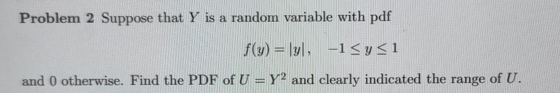 Solved Problem 2 Suppose that Y is a random variable with | Chegg.com