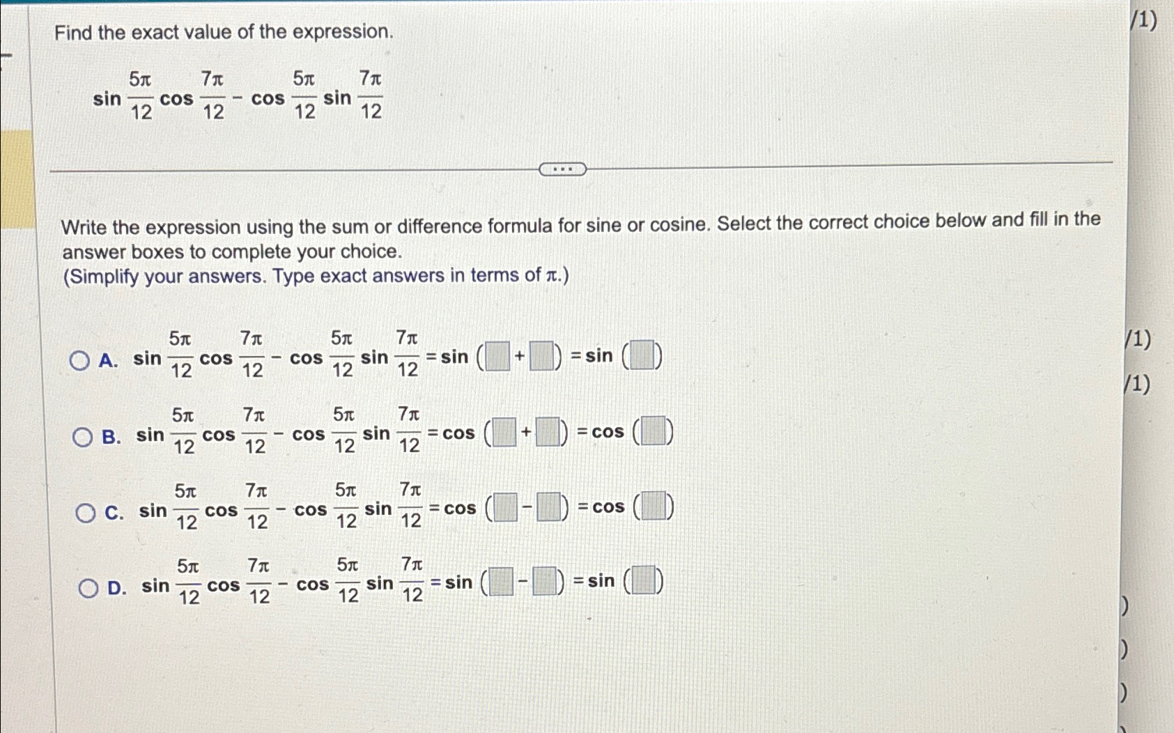 Solved Find the exact value of the | Chegg.com