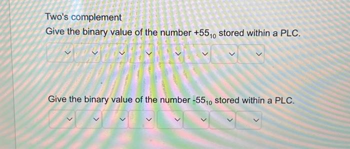 Solved Two's complement Give the binary value of the number | Chegg.com