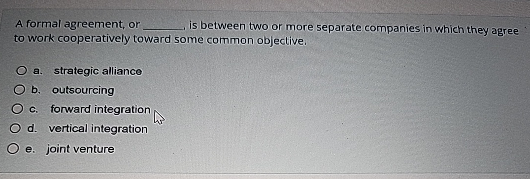 Solved A formal agreement, or_____ ﻿is between two or more | Chegg.com