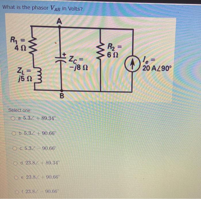 Solved What Is The Phasor Vab In Volts A R 412 R Chegg Com