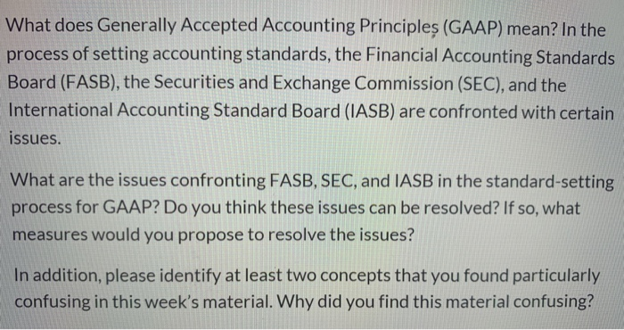 assumptions underlying generally accepted accounting principles gaap