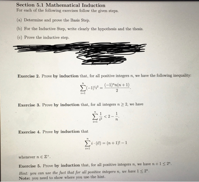 Solved Section 5.1 Mathematical Induction For Each Of The | Chegg.com