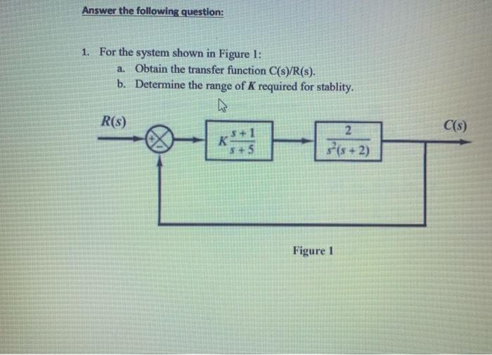 Solved Answer The Following Question: 1. For The System 