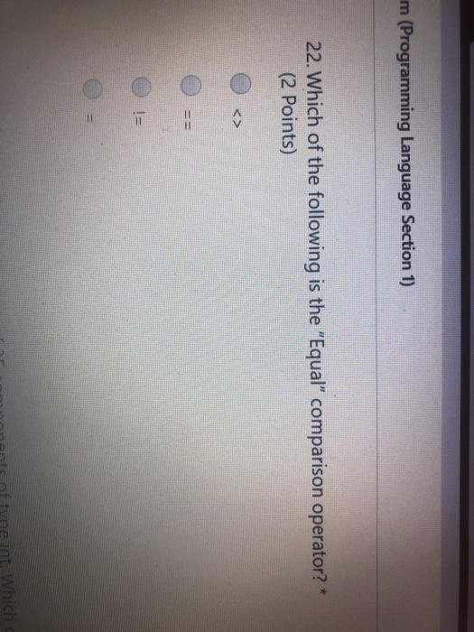 Solved m (Programming Language Section 1) 22. Which of the | Chegg.com