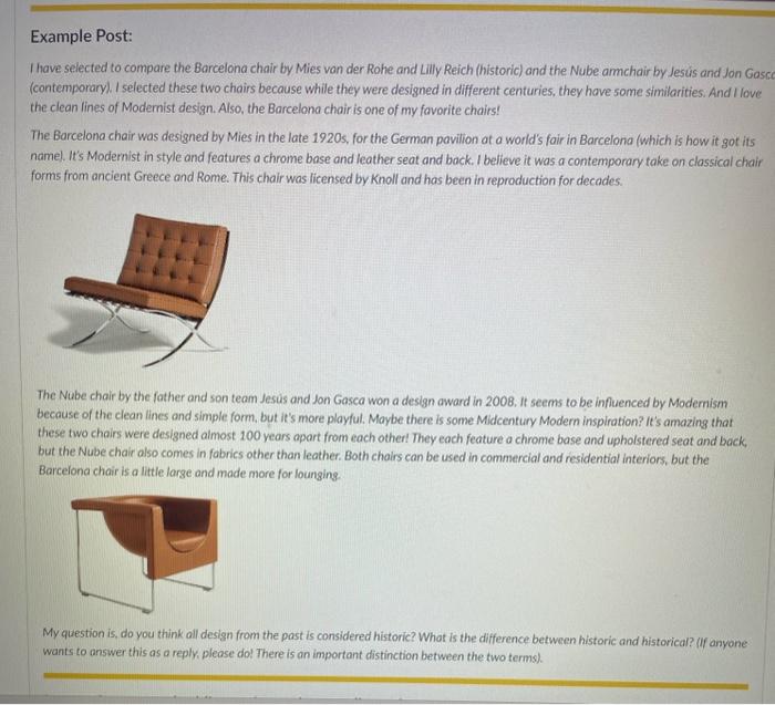 Example Post: I have selected to compare the | Chegg.com