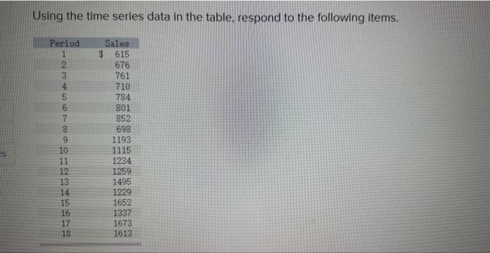 Solved Using the time series data in the table, respond to | Chegg.com