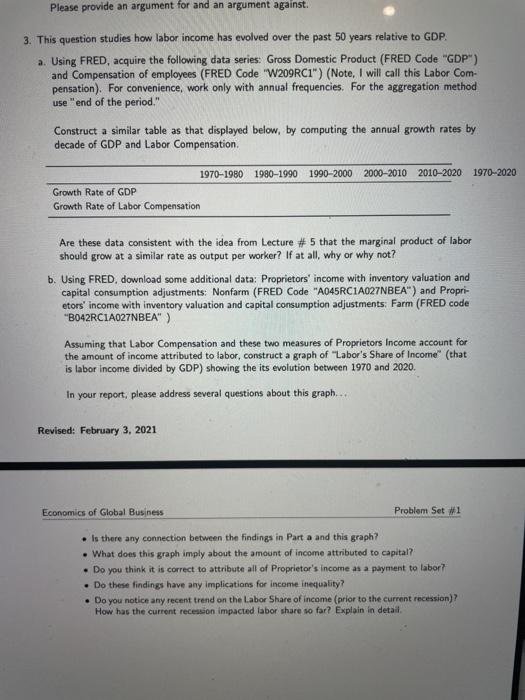 3b) Using FRED, download some additional data: | Chegg.com