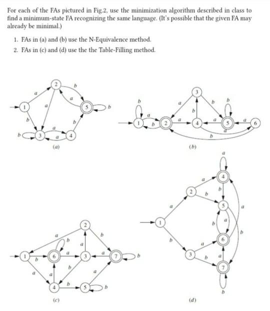 For each of the FAs pictured in Fig.2, use the | Chegg.com