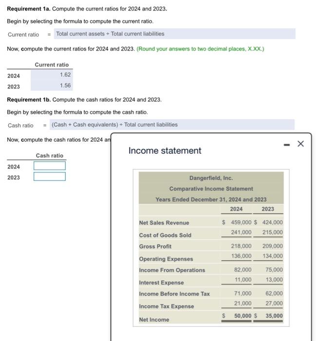 Solved Requirement 1a Compute The Current Ratios For 2024 Chegg Com   Image