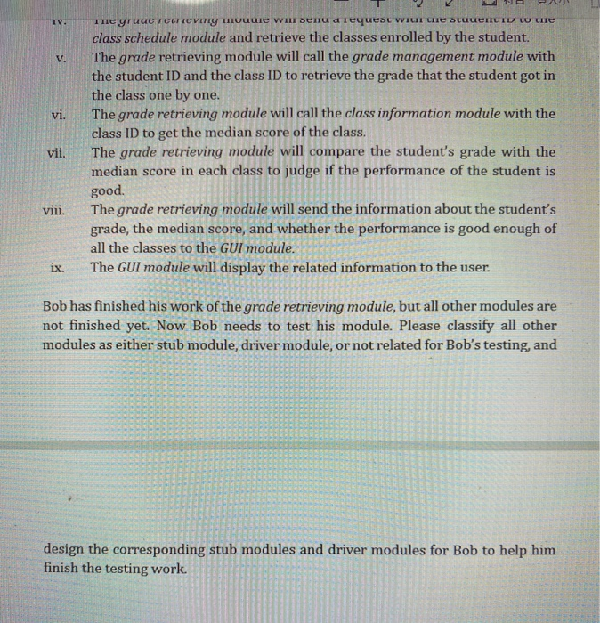 + A- 4. Stub and Driver Modules (25 points) (1) | Chegg.com