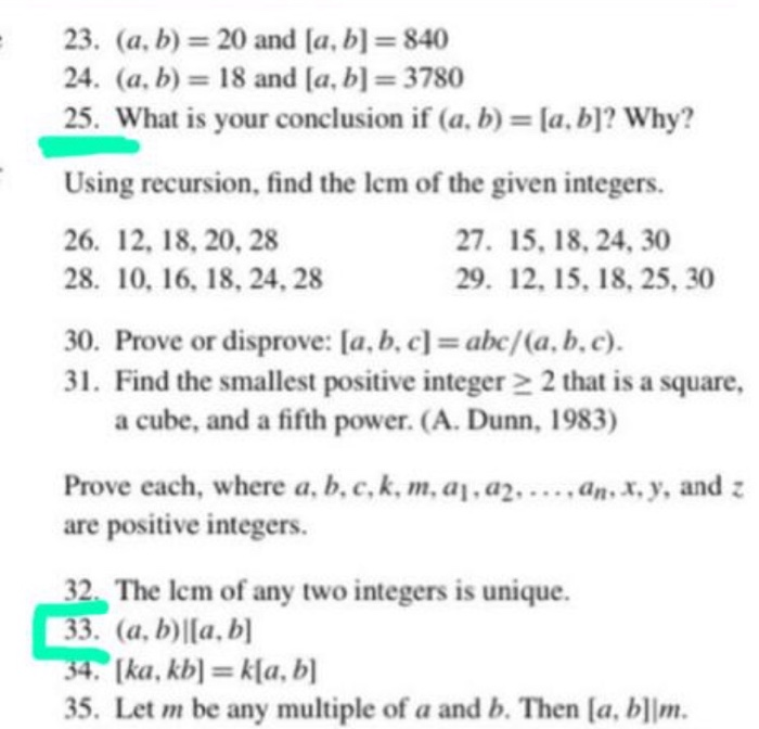 Solved 23. (a, B) = 20 And [a, B]= 840 24. (a, B) = 18 And | Chegg.com