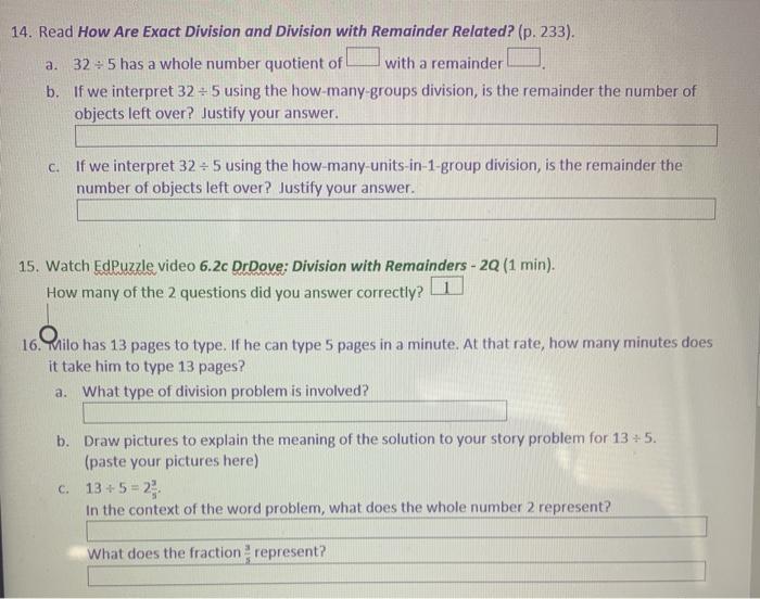 Solved 14 read how are exact division and division with chegg