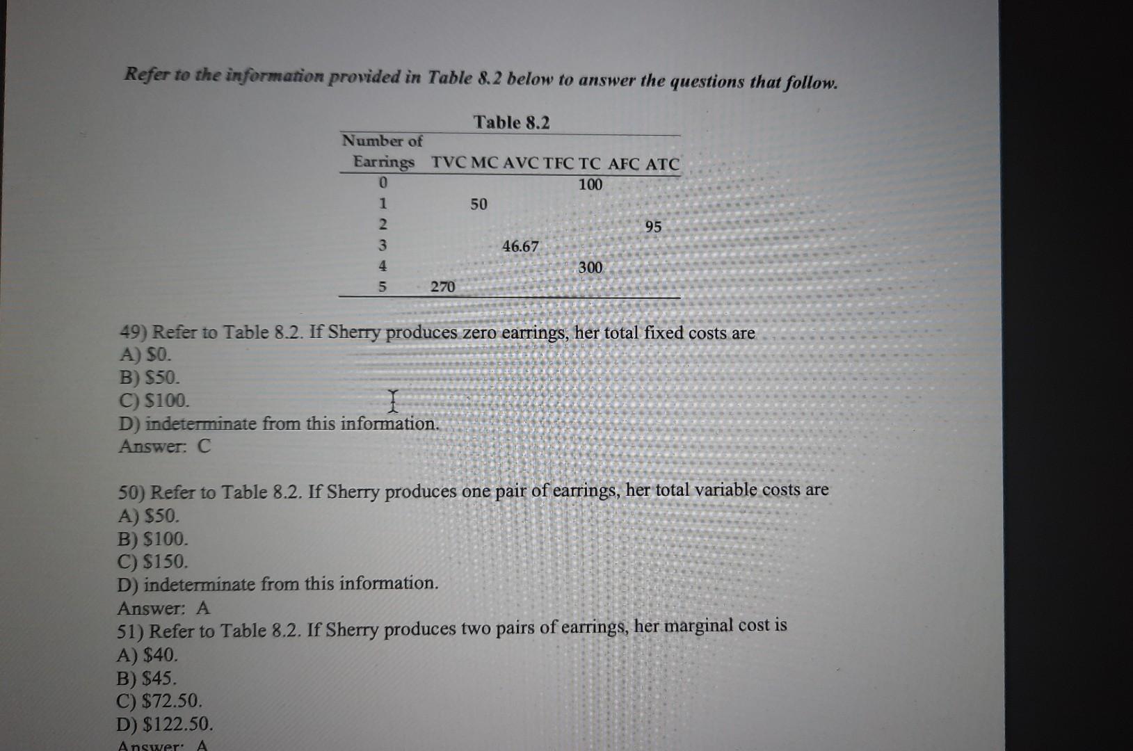 Solved Refer to the information provided in Table 8.2 below | Chegg.com