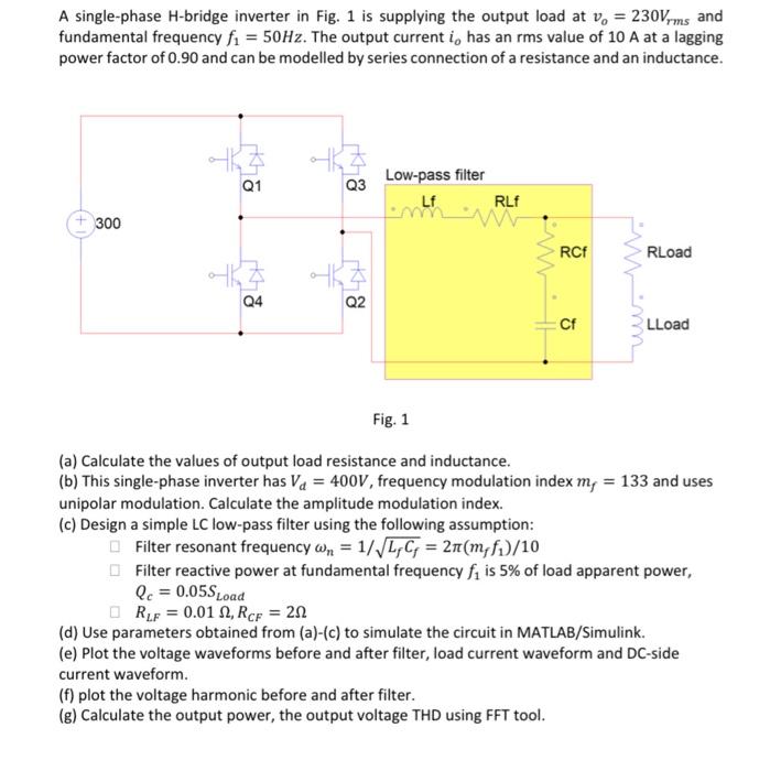 Solved A single-phase H-bridge inverter in Fig. 1 is | Chegg.com
