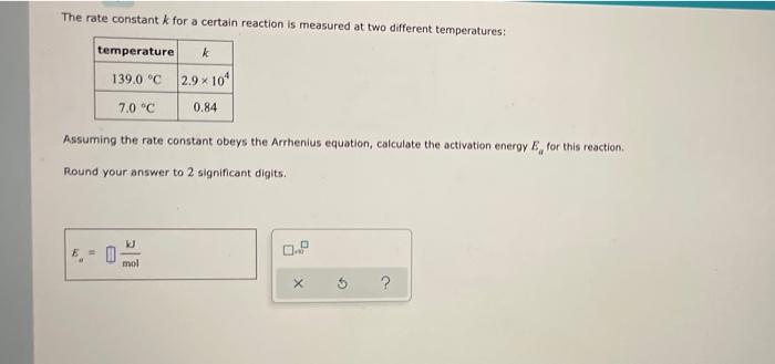 Solved The rate constant k for a certain reaction is | Chegg.com