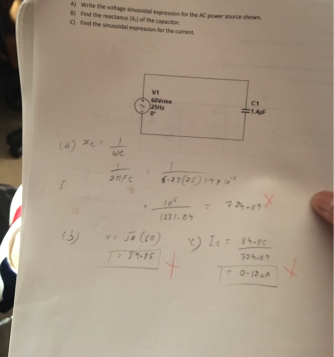 Solved A write the voltage sinusoidal expression for the AC | Chegg.com